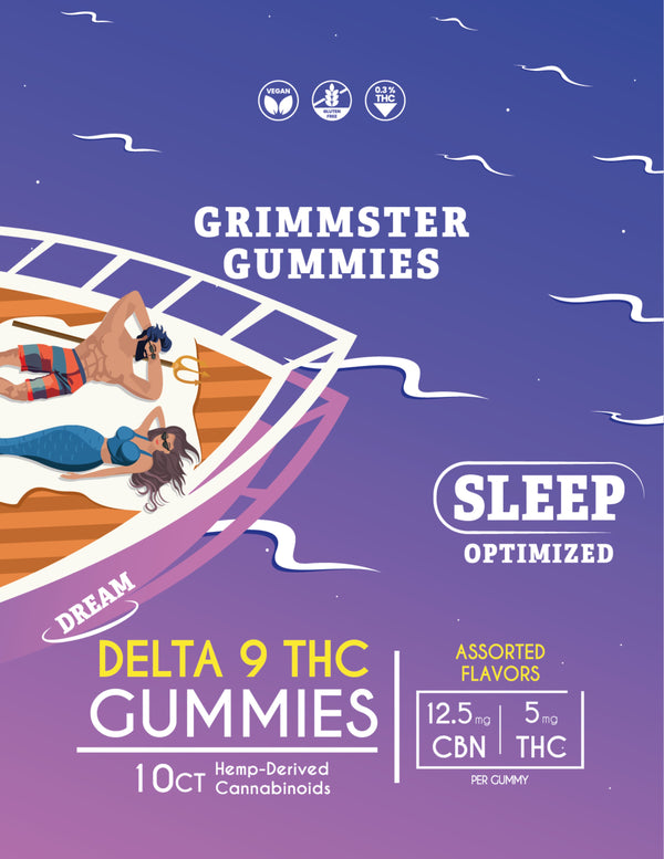 Grimmster CBN/DELTA 9 THC – Sleep Gummies – 5 pack – 50 Gummies - 15% Savings